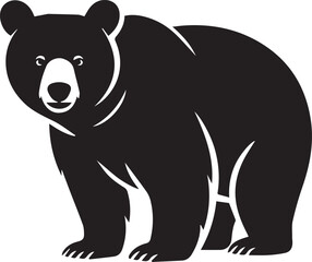 Bear Silhouette: A bold black bear silhouette, its form captured with striking simplicity. This vector art exudes strength and the wild beauty of nature.