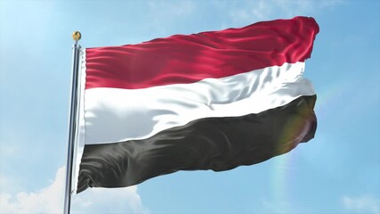 4K Yemen flag waving in the wind - realistic Yemen flag animation in high resolution, perfect for Yemen national day, independence, travel and patriotic video projects
