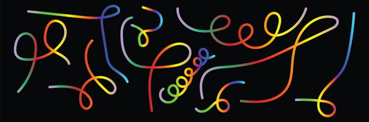 Dynamic multicolored wavy loops and curved shapes background