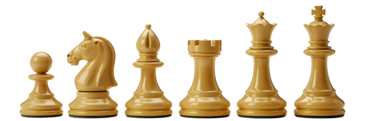 Complete chess set isolated on transparent background