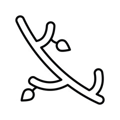 A stylized branch has leaves on either side and is isolated