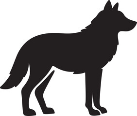 Wolf Silhouette: A minimalist silhouette of a solitary wolf stands poised, its form a stark representation of the untamed spirit of the wild.
