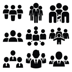 teamwork silhouette Business icon set.