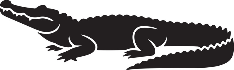 The Majestic Alligator: A striking silhouette of an alligator captures its formidable presence, showcasing its powerful form in a stark, captivating display.