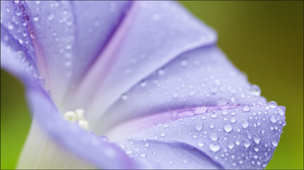 Morning glory flower with dew droplets on delicate petals in soft morning light. gardening catalogs, home-decor guides, designed for home decor and floral branding, celebrates nature.
