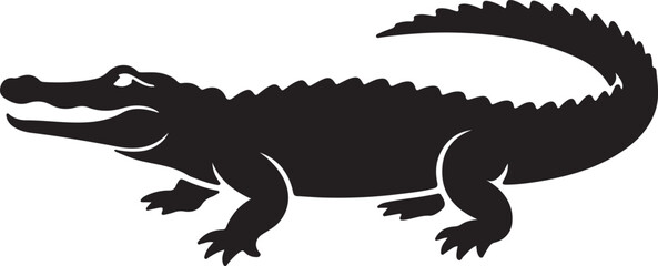 Shadowed Alligator Silhouette: A sleek, dark silhouette of an alligator gracefully embodies the powerful presence of the animal.