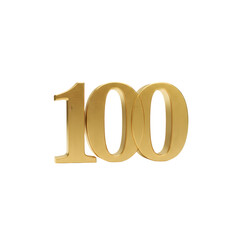 Golden Number 100 Against Black Background With Soft Highlights Symbolizing Achievement Success and Completion