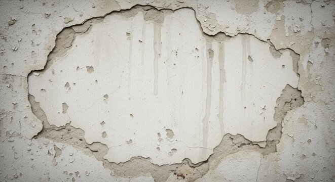 A weathered concrete wall with a large hole in it, showing signs of wear and tear.