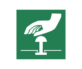 ISO 7010 E020 Emergency stop button. Safety condition sign pictogram vector design and illustration. 
