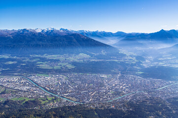 Blick vom Hafelekar auf das Inntal und Innsbruck, Tirol, &Ouml;sterreich, Europa