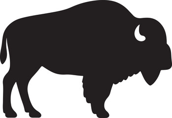 Buffalo and bull silhouette vector illustration