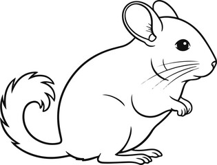 Obraz premium A black and white line drawing of a chinchilla standing on its hind legs in a side profile view