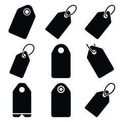 product tag silhouette Business icon set.