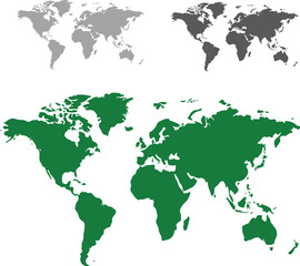 Simplified World Map Vector Illustration Isolated on White Background