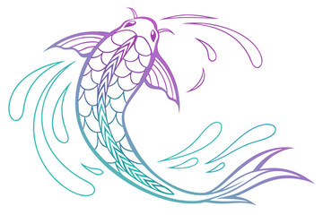 Stylized Koi Fish with Purple and Teal Gradient carp