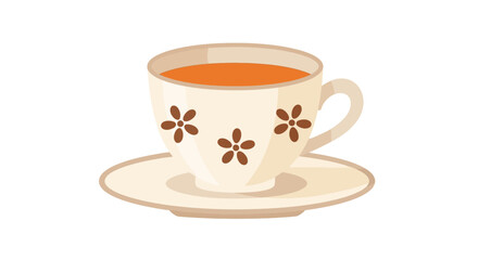 a cozy cup of tea with floral patterns on white saucer