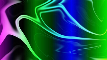 Abstract Background with Vibrant Gradients of Pink Green Blue and Black Colors Forming Smooth Swirling Lines for Modern Design