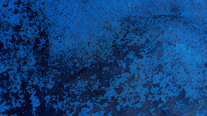 Dark blue grungy backdrop with golden splatters. Abstract dark blue concrete texture background.
