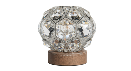 Elegant modern crystal sphere table lamp, decorative lighting isolated on transparent background
