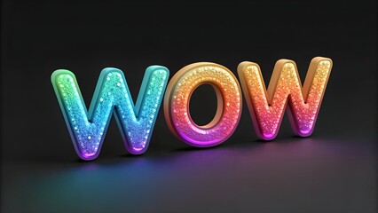  Colorful Glitter "WOW" Text