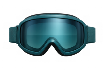Ski goggles protecting eyes for winter sports, snowboarding, and skiing activities with glare blue lens