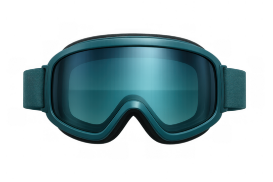 Ski goggles protecting eyes for winter sports, snowboarding, and skiing activities with glare blue lens