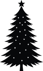 Obraz premium Elegant Evergreen Silhouette: Christmas Tree Vector with Festive Star Topper