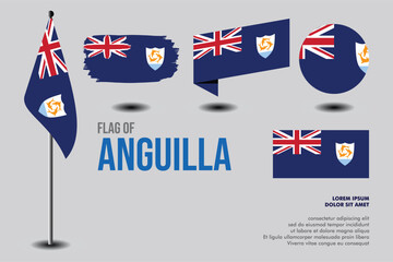 Set of Anguilla flag in 5 designs
