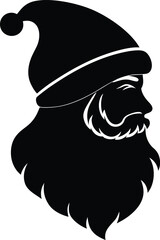 Santa Claus Silhouette Symbol with Beard and Hat in Profile Holiday Season Festive Decoration Gift Giving Celebration Icon Vector