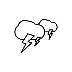 Two clouds emit bolts of lightning