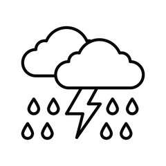 Two clouds with rain and lightning