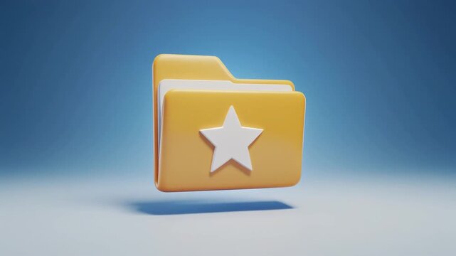 3D Folder Icon with Star Appearing on Cover on Blue to White Gradient Background