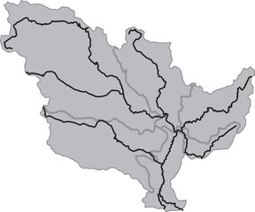 Mississippi River Basin Isolated Map Vector