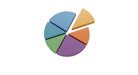 Colorful 3D Pie Chart Slices Separated on Black Background graph data