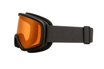 Fototapeta premium Ski goggles orange lens, snowboard eyewear protecting eyes during winter sports activities on transparent background