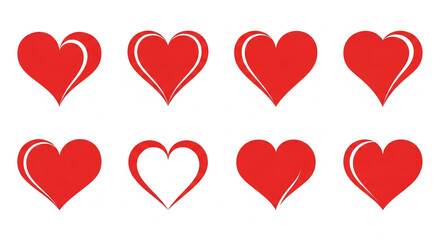 Big set of red grunge hearts. Design elements for Valentine's day. romance themes
