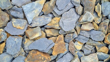 Decorative Landscaping Stones Natural Slate Gravel Colorful Textured Blue Grey Yellow