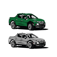 Imported 4x4 Heavy Duty Work Truck Dual Color Green And Grey Design.eps