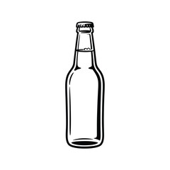 Hand drawn sketch of an empty glass bottle with a metal cap on a white background
