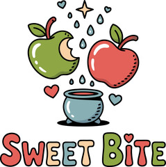 Vector illustration set of healthy red and green apple fruit icons with leaf for food, diet, and fresh organic nature symbol design