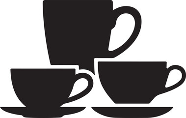 Black silhouette of a dish rack with clean dishes isolated on white background