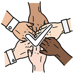 A symbol of unity and collaboration a diverse group of hands coming together