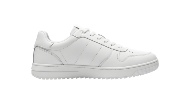Clean white leather fashion sneaker shoe isolated on transparent background - Powered by Adobe