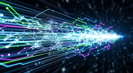 Abstract digital data flow visualization representing information and technology