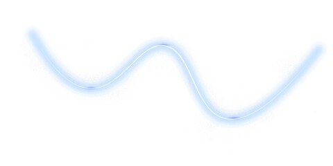 Abstract blue wavy neon line with glowing edge, white inner stripe for modern design