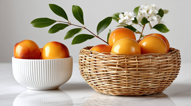 peaches in basket