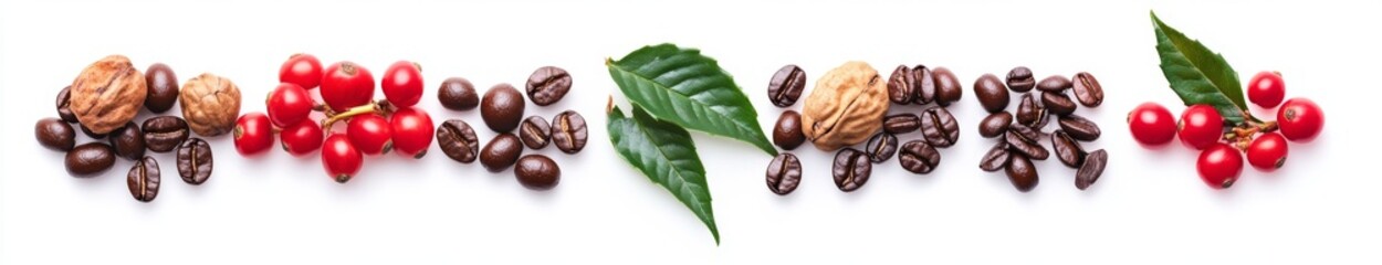 Red coffee beans are isolated on a white background