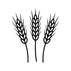 Fototapeta premium Stylized black and white illustration of three wheat stalks on a white background