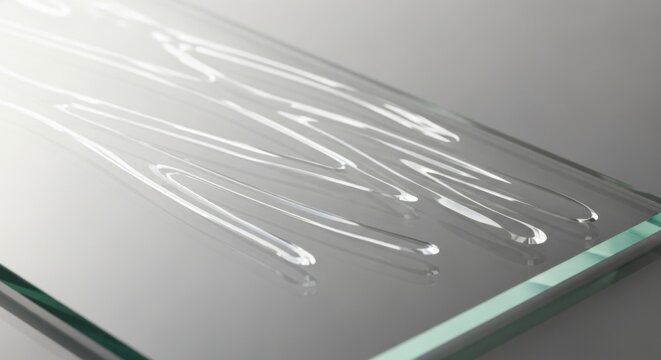 Glass surface features elegant abstract lines creating a modern minimalist aesthetic design element perfect for backgrounds textures or conceptual visuals conveying clarity and sophistication with it