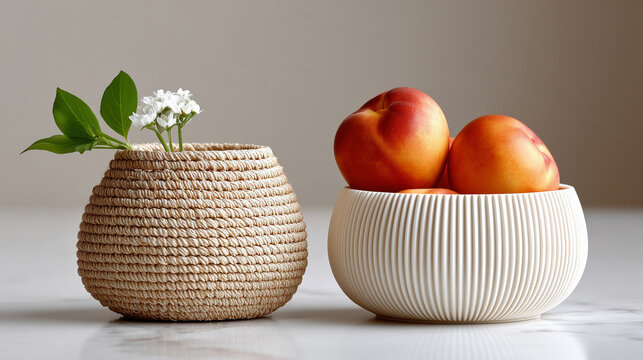 peaches in basket